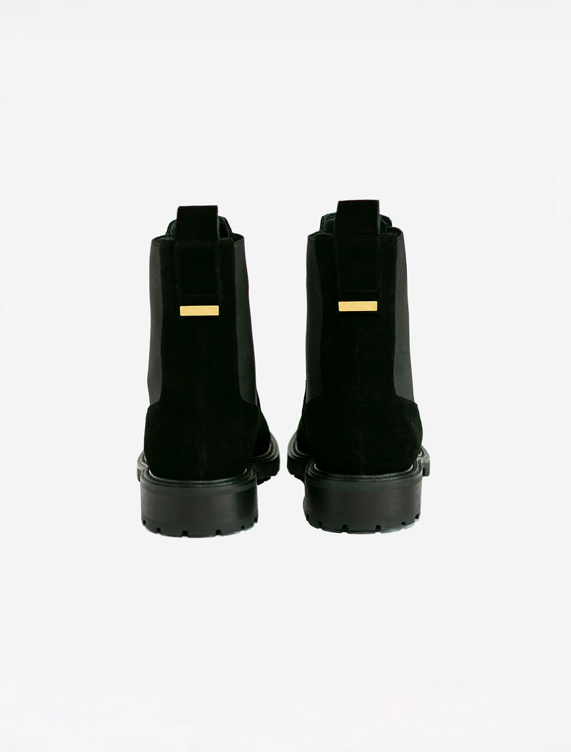 Serena Black Suede Chunky Chelsea Boot