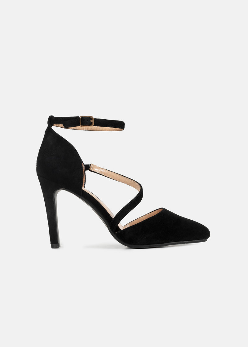Sabrina - Suede Closed Toe Heel in Black